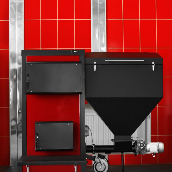 Solid-fuel boiler in the boiler room
